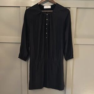 Amanda Uprichard Black Silk Drop Waist Long Sleeve Dress Size Small